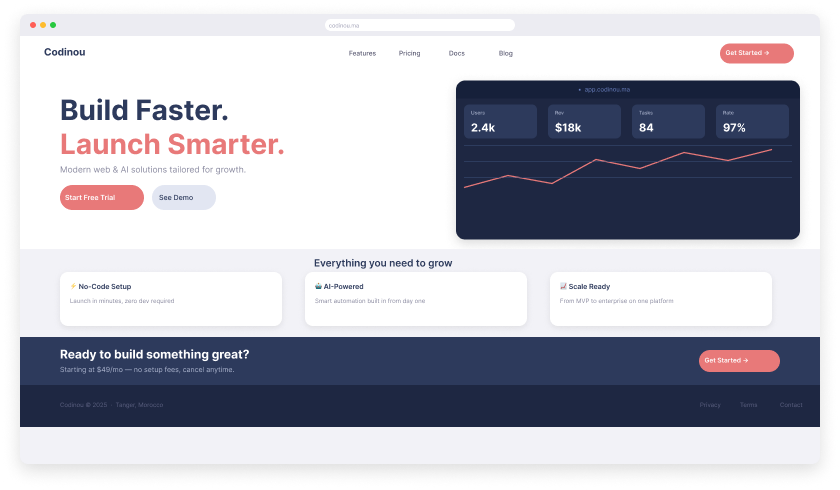 Landing Site — interface preview