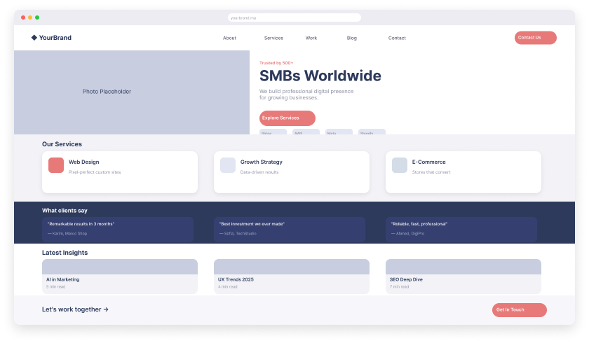 Business Website — interface preview