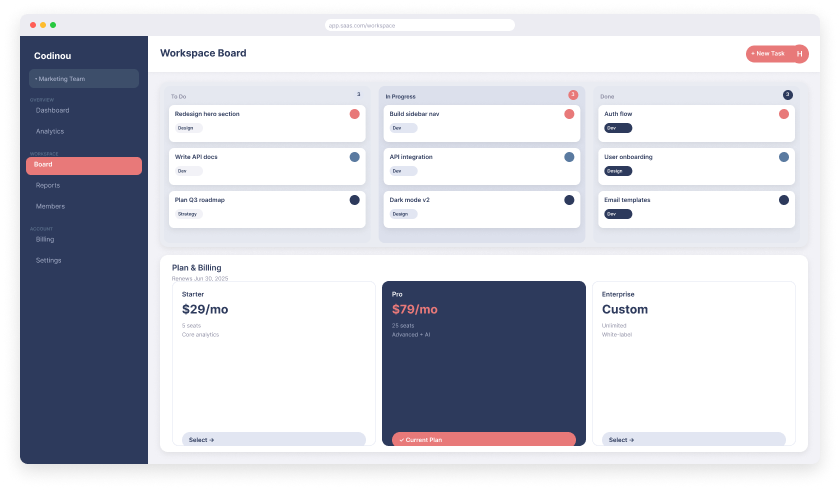 Web App Product — interface preview